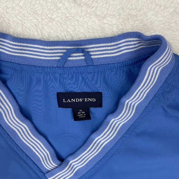 Lands' End Pullover Windbreaker Jacket Mens XL 46-48 Blue Zip Pocket Mesh Lined - Picture 4 of 8